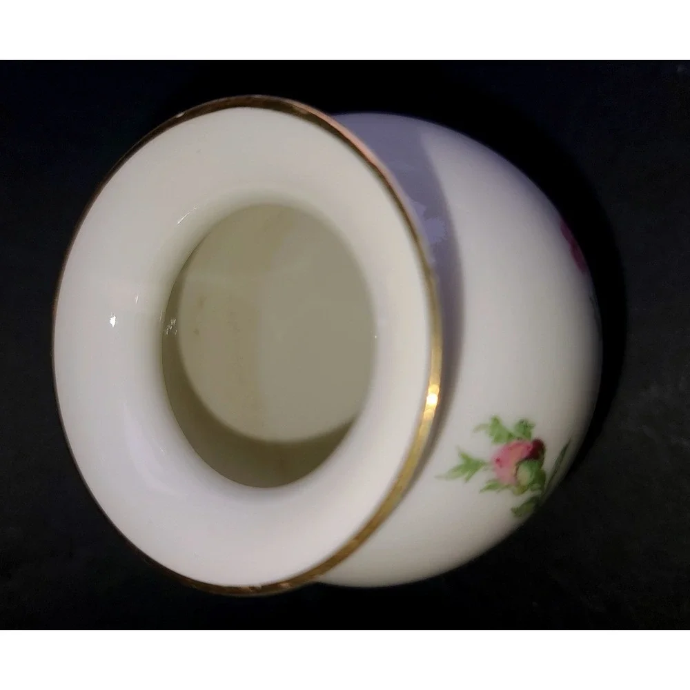 Vintage Bavaria German Porcelain Floral Bud Vase Gold Rim 3.5